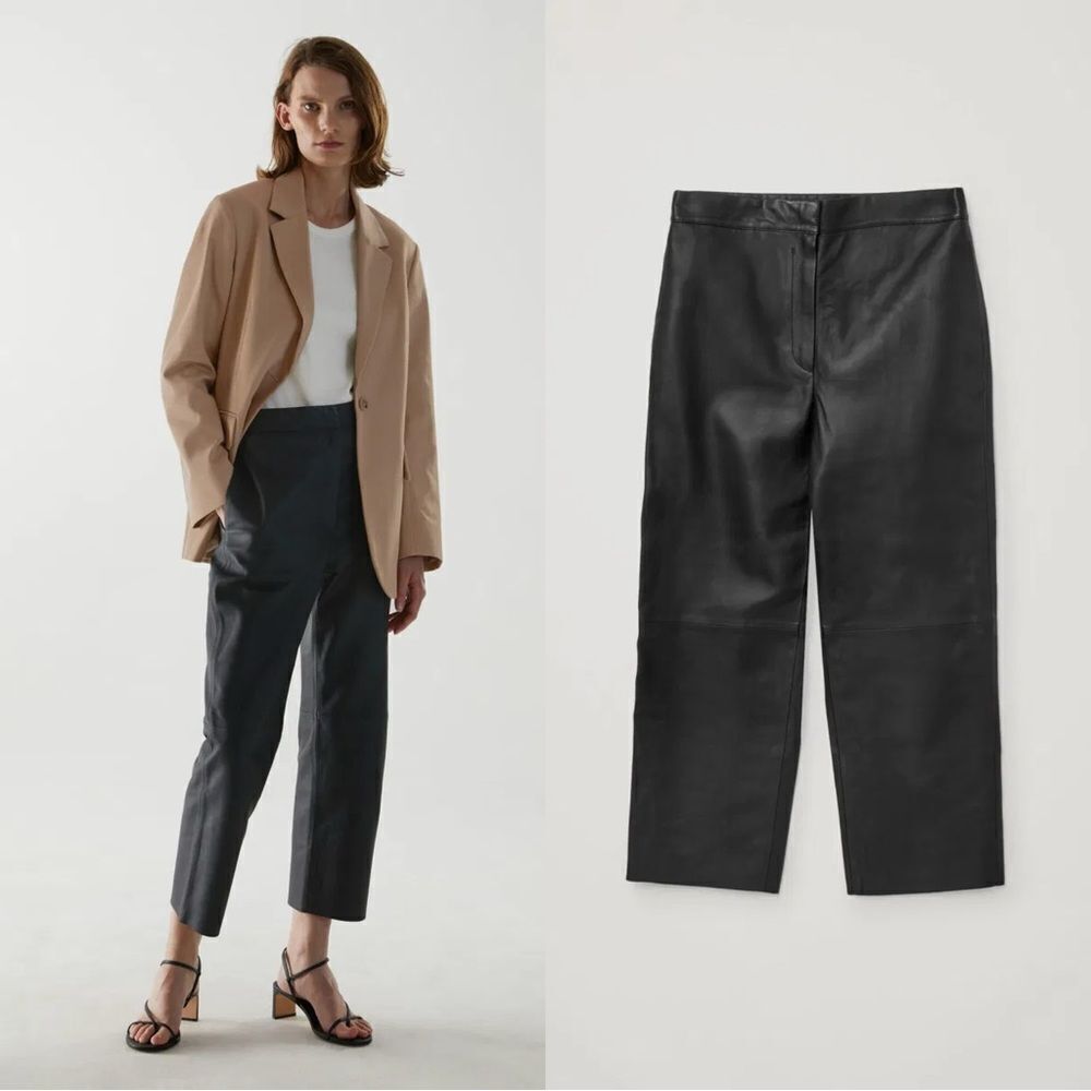 COS Straight Genuine Leather Trousers